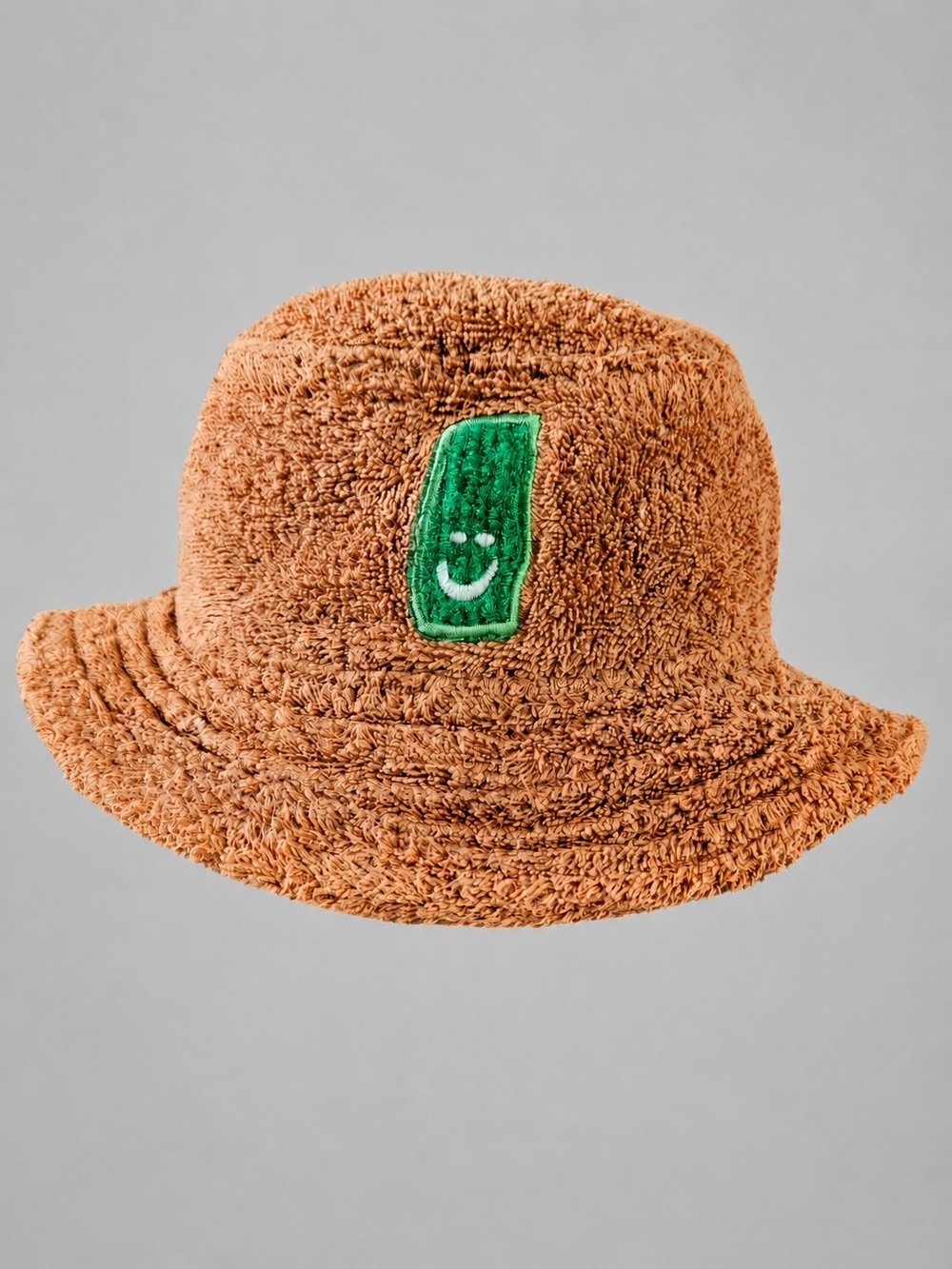 Sanuk Brown Terry Cloth Bucket Hat Smiley Logo